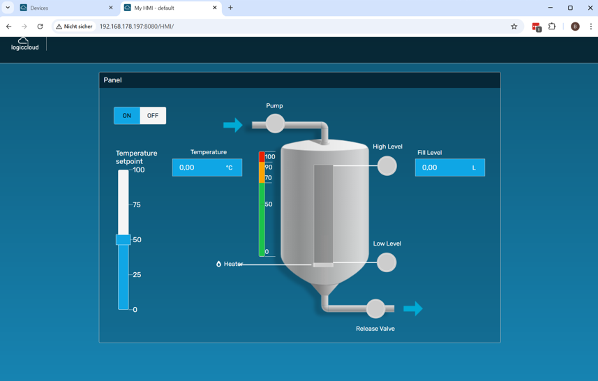 Application running on logiccloud vPLC